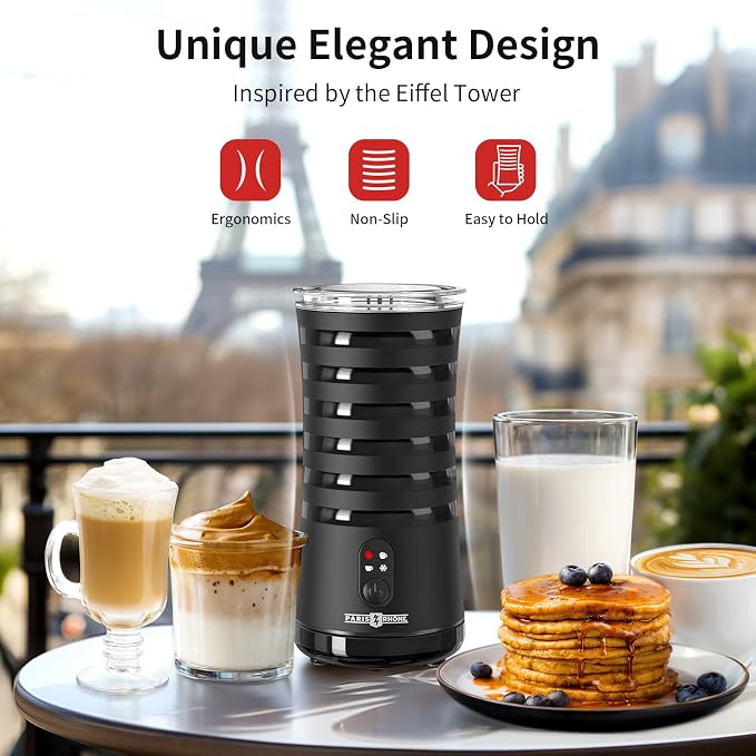 Electric Milk Frother, Paris Rhône 4-in-1 Milk Steamer and Frother, Hot & Cold Foam Milk Warmer with Temperature Control, Auto Shut-Off Frothers for Coffee, Latte,Macchiato, Cappuccino