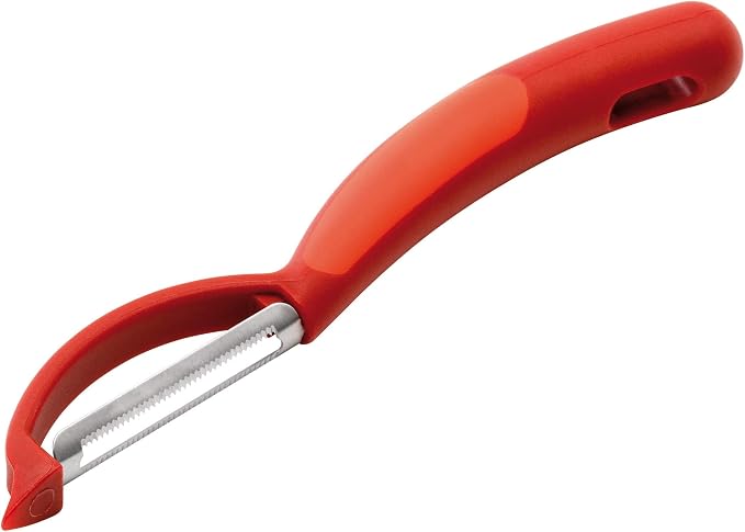Kuhn Rikon Serrated Piranha “Swivel” Peeler 7.25” Red