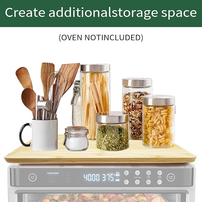 Bamboo Cutting Board Compatible with Ninja DT201/DT251 Foodi and Emeril Lagasse 26QT Air Fryer, 16.3"x13.1" Features Heat-Resistant Non-Skid Feet to Create Storage Space and Protect Countertops