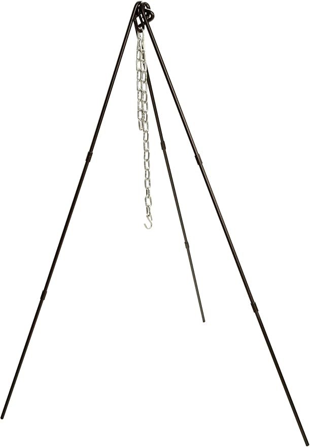 Lodge Campfire Cooking Tripod - Adjustable chain - 40 to 60 Inch Steel Cooking Tripod for Campfire - Adjustable