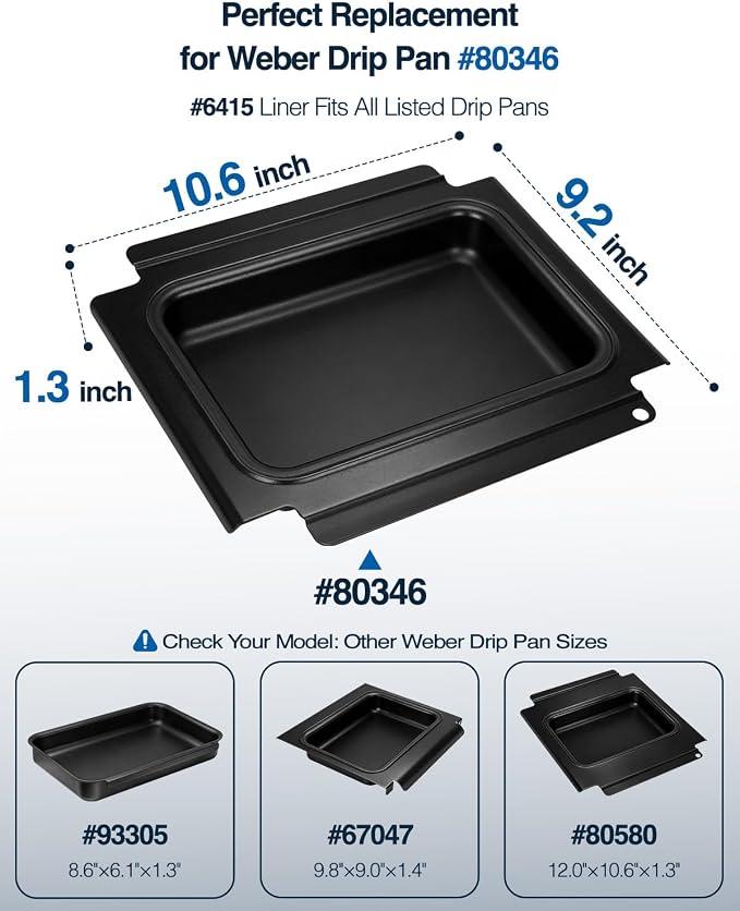 80346 Catch Pan for Weber Grills, Grease Tray Catcher for Weber Q100 Q120 Q140 and Q1000 Q1200 Q1400 Series Grills, Drip Pans for Weber Replacement 80346 41887