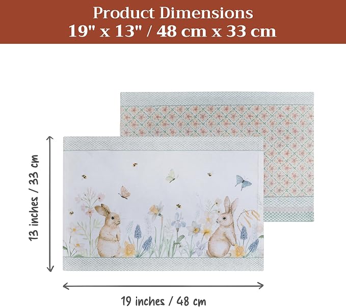 Maison d' Hermine Placemats Set of 4 Reusable 100% Cotton (13"x19") | Cloth Place Mats Washable Table Mats for Kitchen Dining Party Wedding Hotel Home Restaurant Spring Summer - Easter Dew
