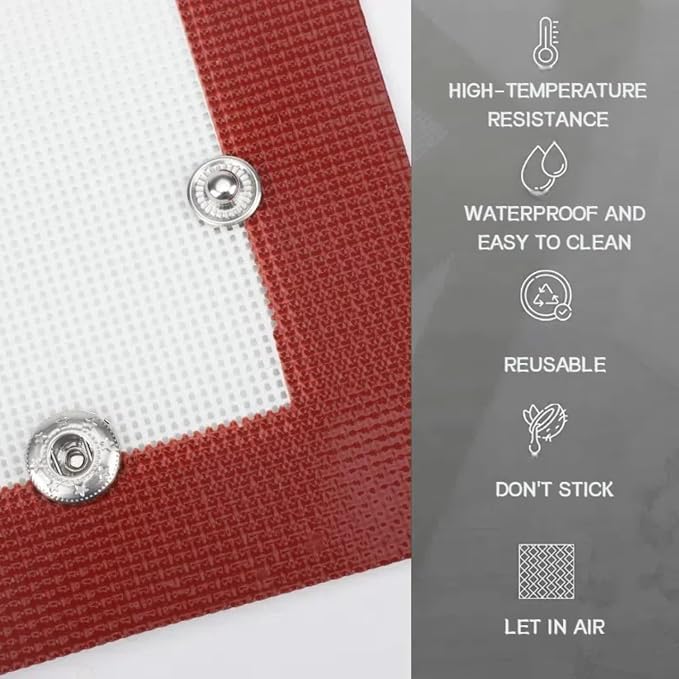 Locking Dials Silicone Fiber Baking Mat to Prevent Leaks, Nonstick Reusable Heat Resistant Baking Sheet Corners Snap Together to Form Leakproof Oven Liner