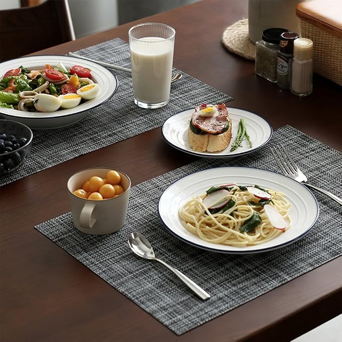 homEdge PVC Placemat, 4 PCS of Non-Slip Heat Resistant Place Mats, Washable Vinyl Placemats, Set of 4 – Gray