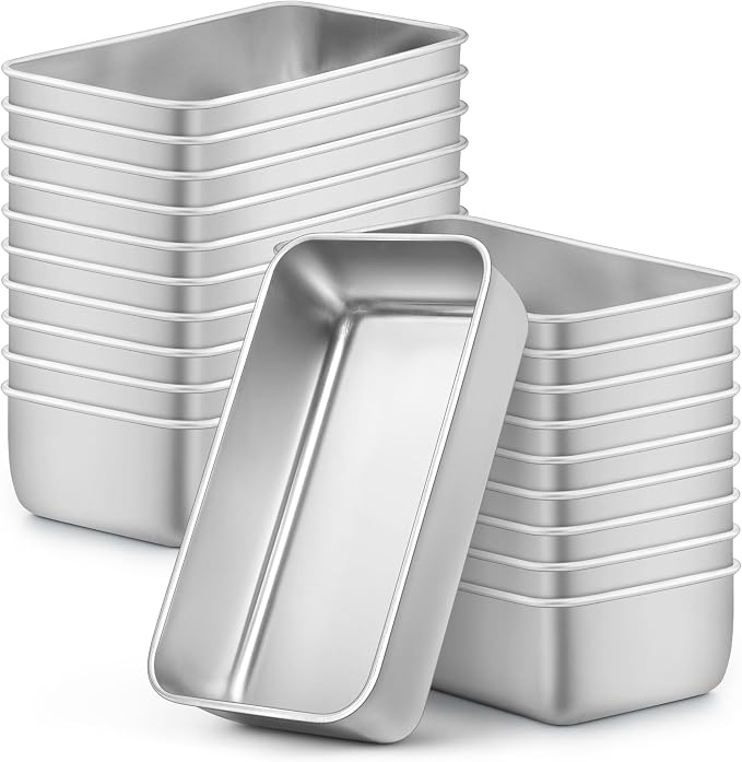 LIANYU 20 Pack Loaf Pans for Baking Bread, 9x5 Inch Bread Baking Pans | Stainless Steel Loaf Tin for Meatloaf, Banana Sourdough, Dishwasher Safe, Heavy Duty, Bulk Set for Bakery & Commercial Use
