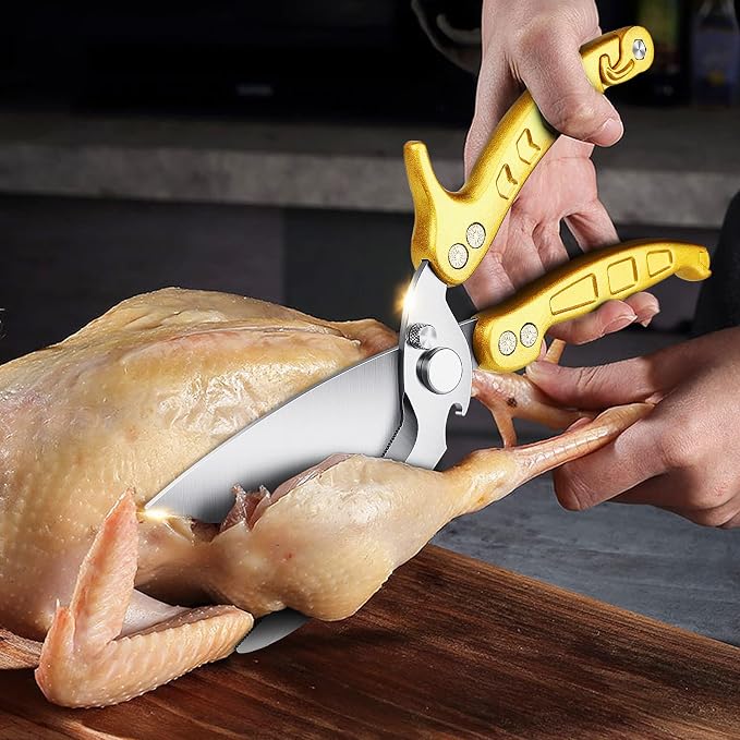DRAGON RIOT Poultry Shears, Heavy Duty Kitchen Scissors, Golden | Stainless Steel, Dishwasher Safe, For Cutting Chicken, Poultry, Meat and Turkey
