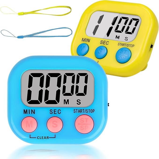 ZILLEEN Classroom Timer for Kids Teachers 2 Pack Digital Timers Blue Ye | Strong Magnetic, Large Screen, Big Button, Teacher Classroom Must Haves Kitchen Timers for Cooking Egg Exercise Study
