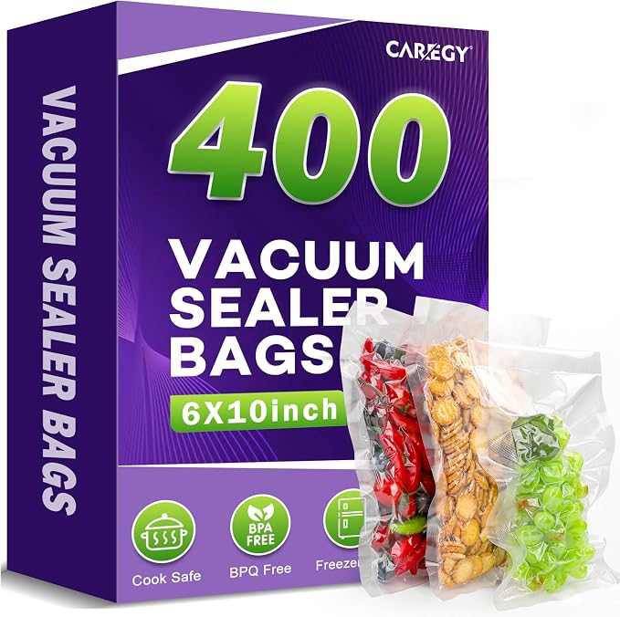 CAREGY Vacuum Sealer Bags 400 Pint 6" x 10" | with BPA Free for Food Storage Meal Prep or Sous Vide