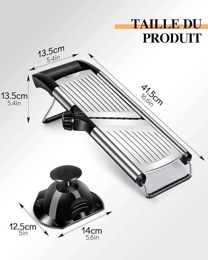MASTERTOP Adjustable Mandoline Food Slicer,Vegetable Slicer Fruit Cutter | Stainless Steel Mandoline Slicer, Julienne Slicers for Kitchen Onion Potato, Tomato, Vegetable, and Fruit, Dishwasher Safe