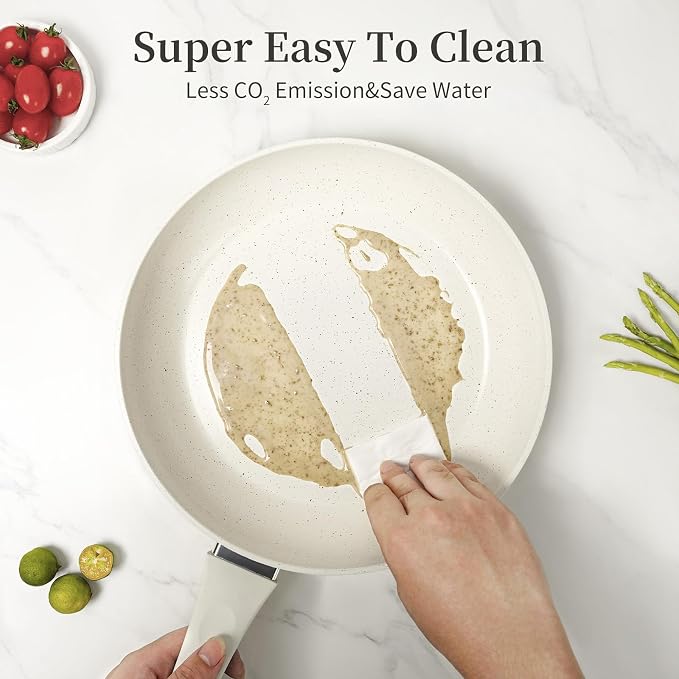 Innerwell Nonstick Ceramic Frying Pans Skillets Set 8"+9.5"+11" | No Toxic Egg Omelette Frying Pan Set, All Stove Compatible, Healthy Granite Induction Cooking Pan, PFOA & PFAS Free