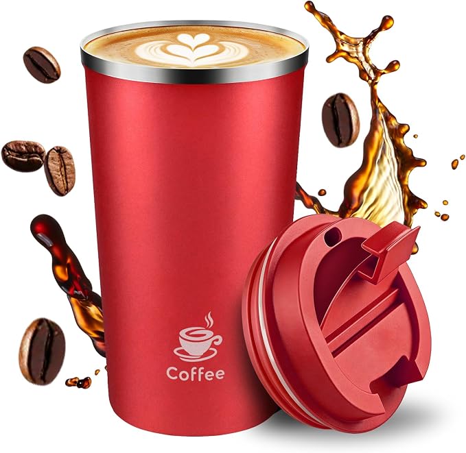 17oz Travel Coffee Mug ,Leakproof Vacuum Coffee Cup Insulated Tumbler | 304 Stainless Steel, Double-Wall Vacuum Insulated, Leakproof, Fits Hot & Cold Drinks Car Cup Holders, Travel, Office