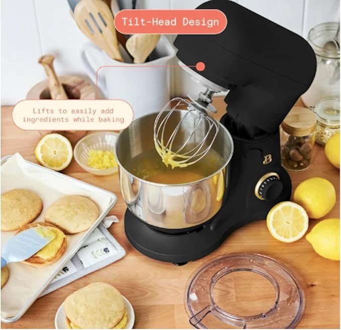 3.5 Qt Stand Mixer, with Flat Beater, Dough Hook, Whisk (Black)