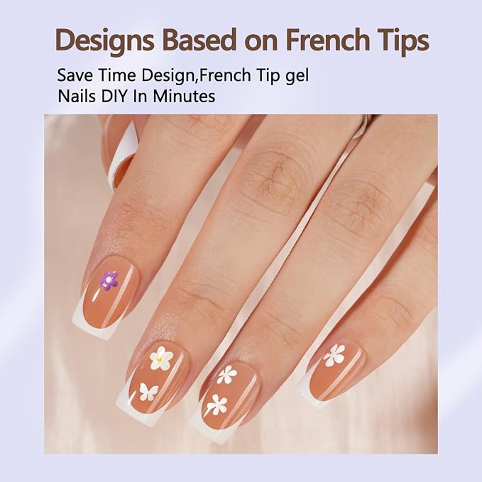 Misssix 160Pcs French Tip Press on Nails Short Square Brown Gel Fake Nails | No Need to File Tips Pre-lasting, Fake Nails for Nail Art DIY 16 Sizes