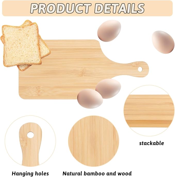 Mini Cutting Boards 20 Pcs Small Charcuterie Boards with Handle 11" x 5" | Material: Bamboo. Suitable for crafts wedding housewarming gifts. Unfinished Wooden Cutting Boards