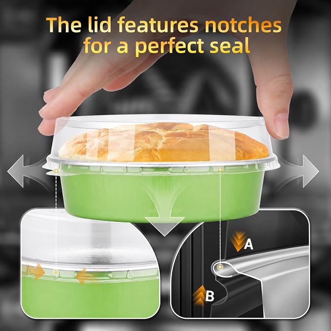 Beasea Mini Tart Pans with Lids 120 Pack, 7.3oz 4 Inch Matcha Green Disposable Aluminum Foil Baking Cups Pie Tart Tins Individual Dessert Mini Cake Containers Oven Dishes for Cheesecake Muffin