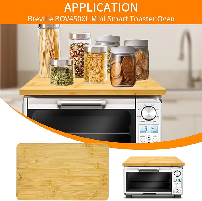 Cutting Board Compatible with Breville BOV450XL & BOV650XL Compact Mini Oven, Heat Resistant Non-Skid Silicone Feet, Creates Storage Space, Protects Cabinets