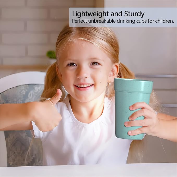 Homestockplus 16 Oz Unbreakable Drinking Reusable Cup Wheat Straw Cups Dishwasher and Microwave Safe Water Glasses BPA Free E-Co Friendly Tumbler Cups【Set of 8】