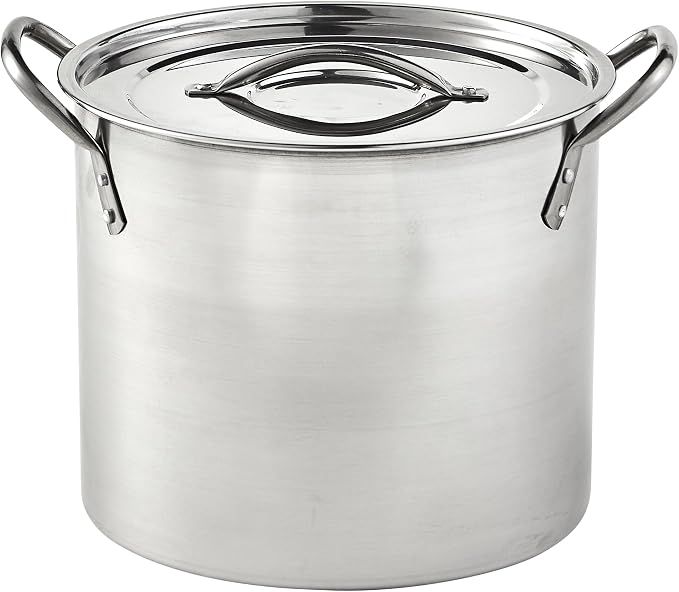 IMUSA USA Stainless Steel Stock Pot 20-Quart, Silver | Mirror-Polished Finish, Durable Handles with Lid, Compatible with Glass and Electric Stoves, Ideal for Soups and Seafood