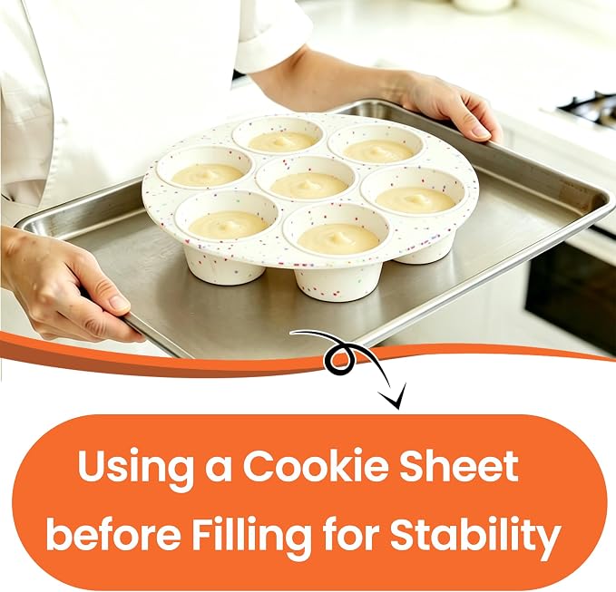 CAKETIME Silicone Muffin Pan for Air Fryer Oven, 7 Cups, 2 Pack | Nonstick, For Egg Bites, Muffins, Cupcakes, Mini Quiche