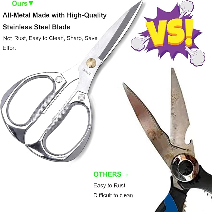 Kitchen Scissors All Purpose, 7.5 Inch Heavy Duty Food Shears | Ultra Sharp Stainless Steel for Cutting Meat Vegetables Herbs BBQ, Office Fabric Craft Use