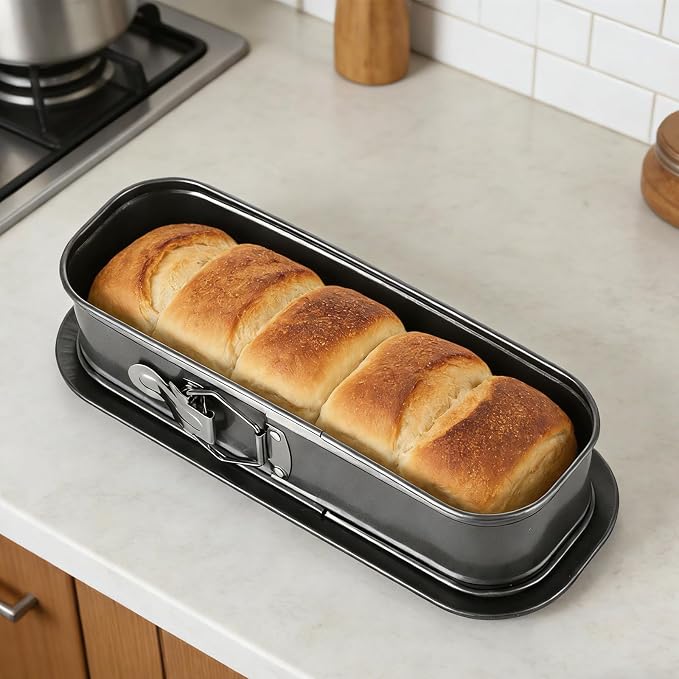 ASelected 2PCS Narrow Oval Springform Pan, 12 Inch Black Gray Non-Stick Springform Cake Pans with Removable Bottom for Cheesecake, Terrine, Tiramisu, Bread Loaf, Baking
