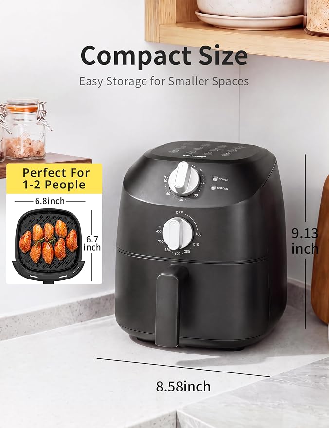 COMFEE' Compact 2.1-Quart Mini Air Fryer for Small Kitchens, Black