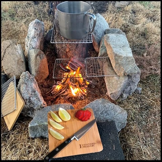 Small Mini All Natural Bamboo Cutting Board, Great for Apartments RV's Home Bar Charcuterie Backpacking Camping Bushcraft Dorm Rooms Picnics & Entertaining (4 Pack)