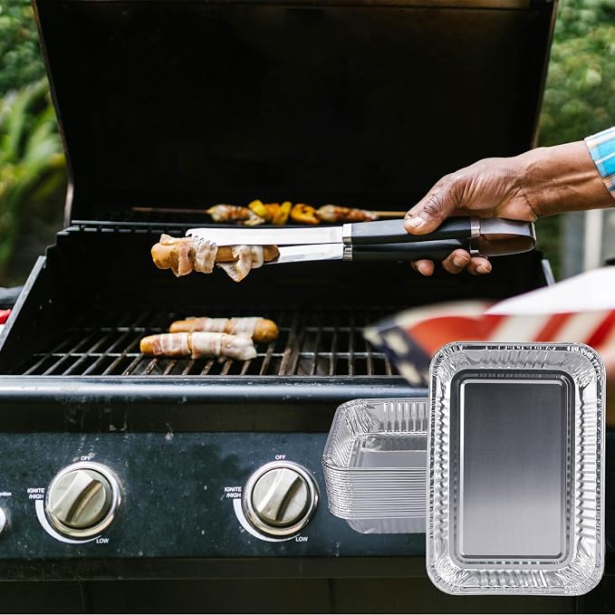 Grill Drip Pans for Weber 6415, Grease Tray Liners, 60 Pack | Disposable aluminum foil liners, 8.5 x 6 x 1.34 in; fits select Weber Q, Spirit, Genesis, Genesis II and Traveler grills.