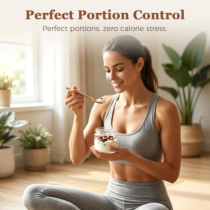 ComSaf Overnight Oats Containers with Lids 10 oz, Small Glass Jars 4 Pack | Mason Jars, Plastic Liner, Portable Yogurt Containers, Leakproof and Reusable Parfait Cups, Light Breakfast, Meal Prep, Oat