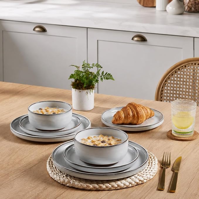 HaWare 12-Piece Dinnerware Set for 4, Plates and Bowls Dishes Set for Home
