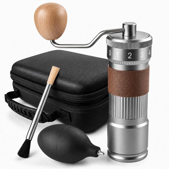 Manual Coffee Grinder, 7-Star CNC Burr, Top Adjustment, Gunmetal