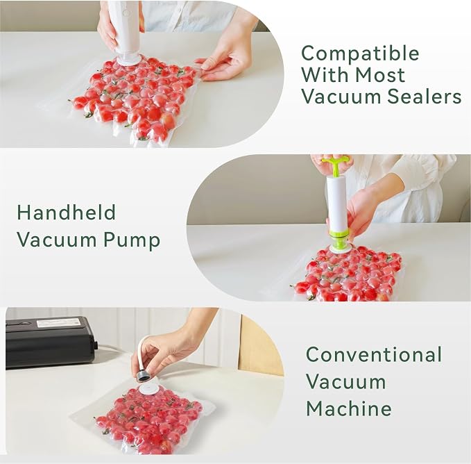 Reusable Vacuum Sealer Bags for Food 60Pcs (S/M/L), BPA-Free Sous Vide Bags for Microwave Heating, Cooking and Freezer Storage, Compatible with Most Handheld Sealers and Vacuum Sealer Machines