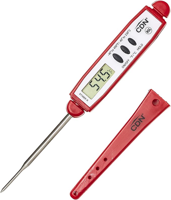 CDN ProAccurate® Instant Read Digital Pocket Thermometer with 2.75" Stainless Steel Tip for Accurate Temperature Measurement, Red (DT450X-R)