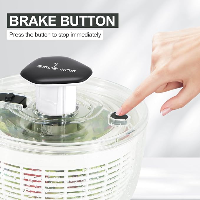 Salad Spinner Small Lettuce Spinner Kitchen Gadgets Vegetable Washer, High Efficiency for Home Kitchen Washing & Drying Leafy Vegetables, One-Handed Handle Easy Press 3.8 Qt White