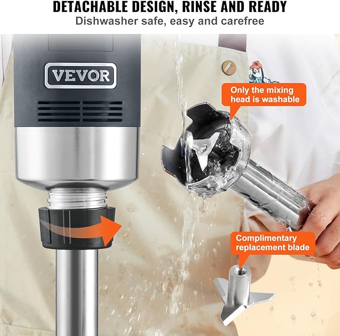VEVOR Commercial Immersion Blender, 500 Watt 20Inch Heavy Duty Hand Mixer, Variable Speed Mixer with 304 Stainless Steel Blade, Multi-Purpose Portable Mixer for Soup, Smoothie, Puree, Baby Food | Variable Speed Mixer with 304 Stainless Steel Blade, Ide...