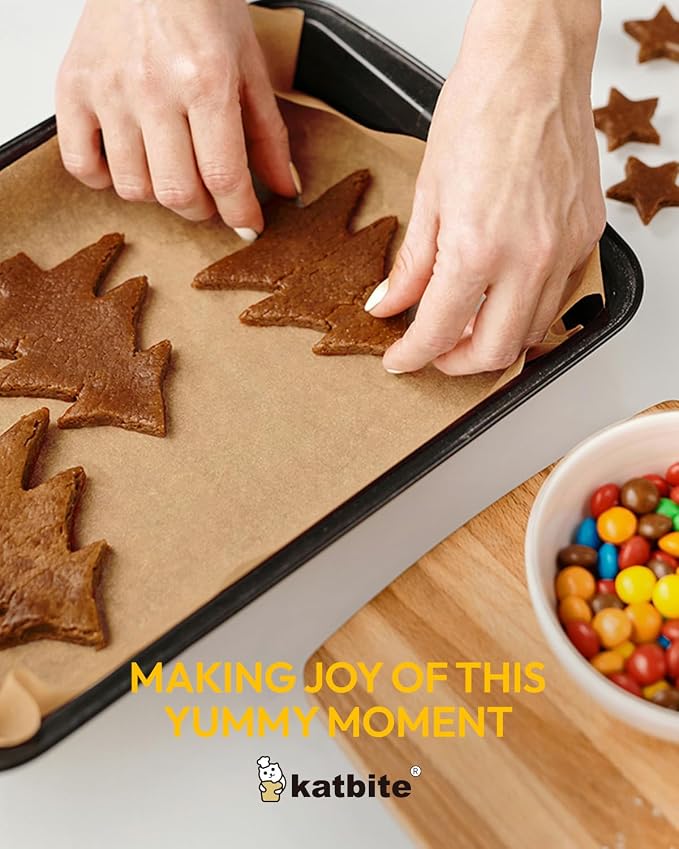 Katbite 400 Pcs Parchment Paper Baking Sheets, 12x16 Inch, Heavy Duty | Unbleached precut Non-Stick half sheet paper, ideal for cookie pans, bread, cakes, grilling meat, pizza and oven use