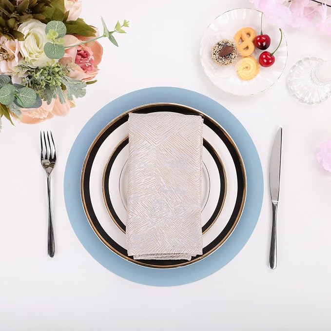 SHACOS 100 PCS 13" Round Paper Placemats Disposable Place Mats Dusty Blue | Throwaway Table Mats for Dinner Wedding Birthday Party Baby Shower Festival Table Decoration Indoor Outdoor