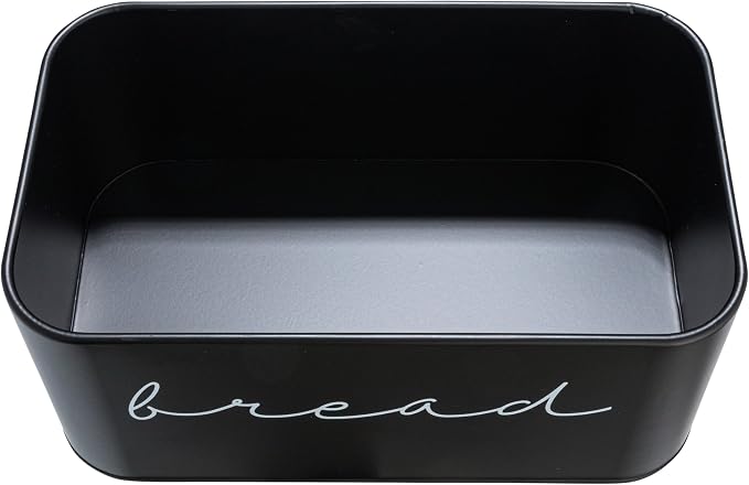 Bloomingville Metal bread Bin with Bamboo Lid, Black (Pack of 3)
