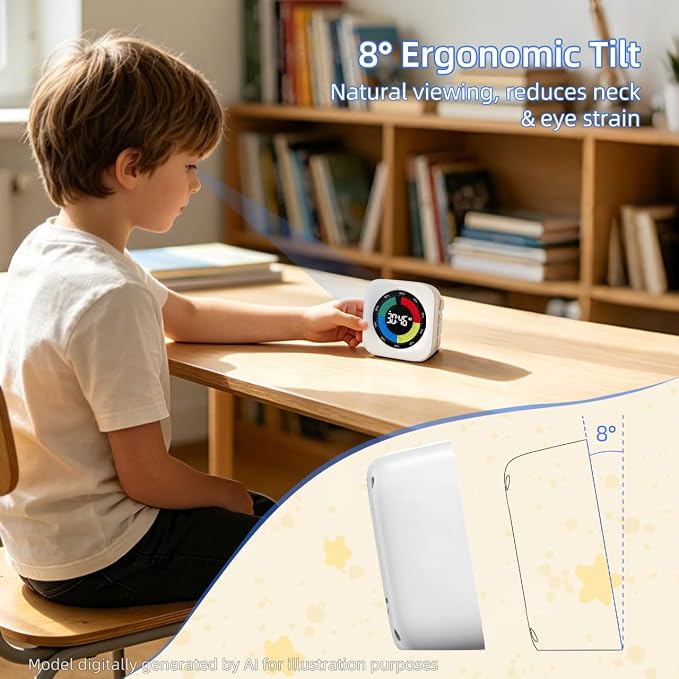 Visual Timer for Kids, 99 Min Countdown Timer for ADHD, Classroom, Focus | Visual Progress Bar, Count Up Timer, 4 Alert Modes, Adjustable Brightness for Homeschool, Study, Productivity & Kitchen