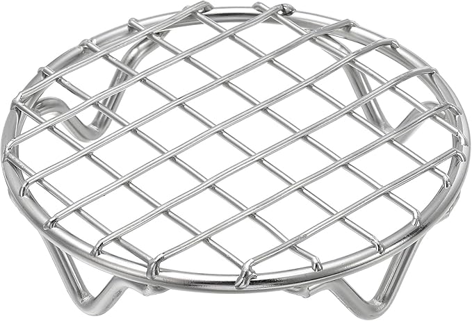 uxcell Round Cooking Rack 3.9 Inch Dia Stainless Steel Wire Cooling Steamer Rack for Baking Canning Cooking Roasting Cooling Grilling Drying, Silver
