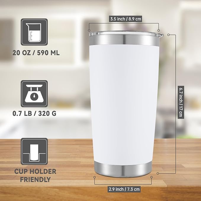 20 oz Tumblers Bulk Stainless Steel Tumbler with Lid, 12 Pack | Mix Color, 20oz Insulated Coffee Mug, Double Wall Vacuum, Powder Coated Cup, for Hot and Cold Drinks