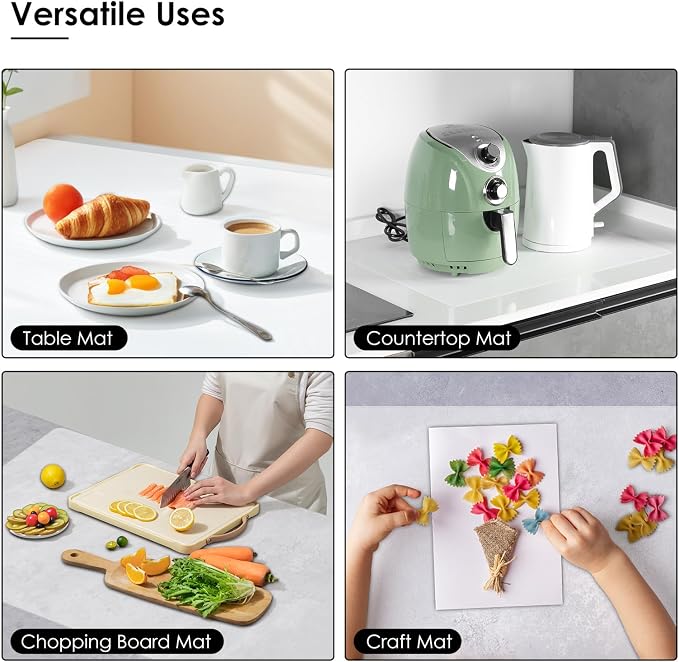Large Silicone Heat Resistant Mat for Air Fryer 19.6"x27.5", Silicone Mats for Kitchen Counter, Nonslip Silicone Placemat for Countertop Protector, Nonstick Waterproof Craft Mat, KitchenRakuTable Mat