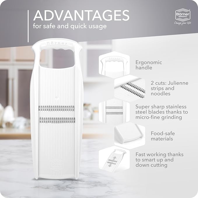BORNER Roko PowerLine | Vegetable Grater Börner - Quality Made in Germany, Color:White