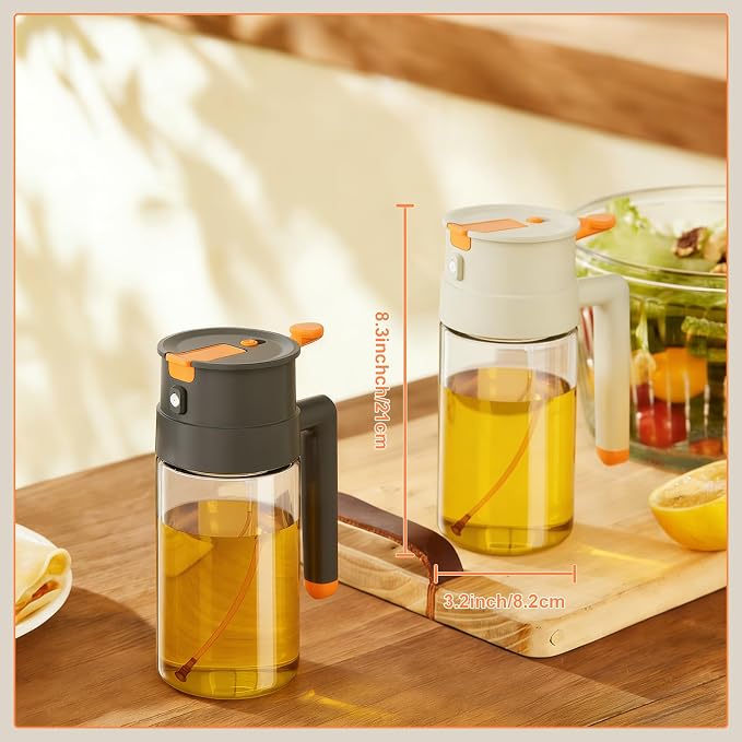 650ml/22oz Oil Sprayer for Cooking, 2 in 1 Glass Olive Oil Sprayer, Food Grade Premium Spray Bottle for Salad, Frying, BBQ 2026 Upgrade (Off-White)
