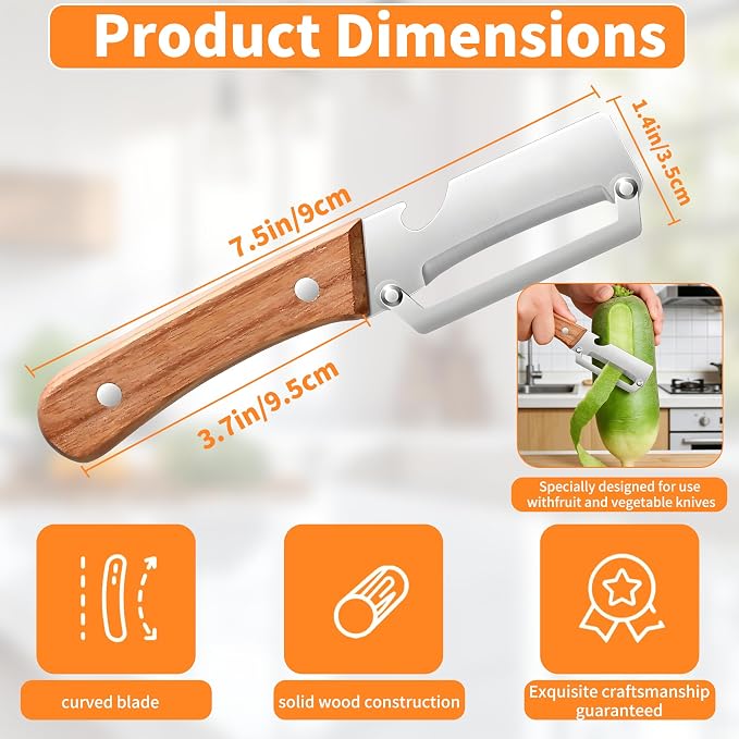 Vegetable Peeler for Kitchen, Stainless Steel Blade with Wooden Handle | 2-in-1 MultiFunctional Fruit Vegetable Peeler, Sharp Wide Blade, Anti-Slip, Bottle Opener, for Potato Apple Pumpkin Prep