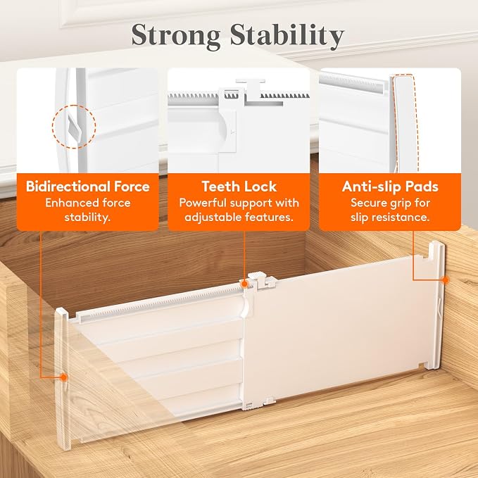 Lifewit 6" Tall Drawer Dividers, Adjustable Deep Drawer Organizer Clothes | 5 Pack 11.5"-18.5" Expandable White Plastic Separators for Dresser, Kitchen, Cabinet, Closet, Office Organization & Storage