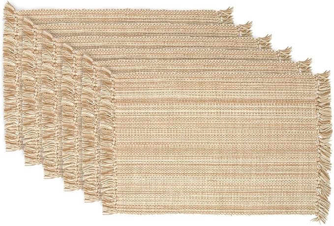 DII Variegated Tabletop Collection, Placemat Set3x19, Taupe, 6 Piece
