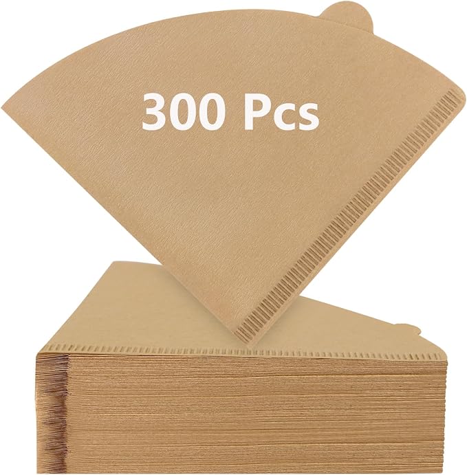 Clinuse Cone Coffee Filters #2, 300 Count Unbleached Size 02 Coffee Filter, Disposable Natural Paper Filters 2-4 Cup, 02 Cone Filters for Pour Over and Drip Coffee Maker