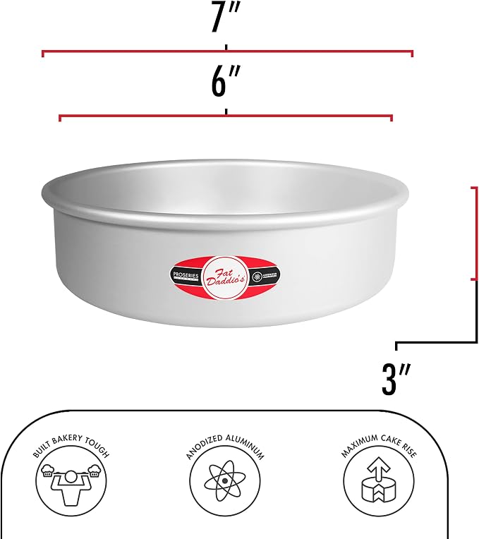 Fat Daddio's PCC-63SET Anodized Aluminum Round Cheesecake Pans, 2 Piece Set, 6 x 3 Inch