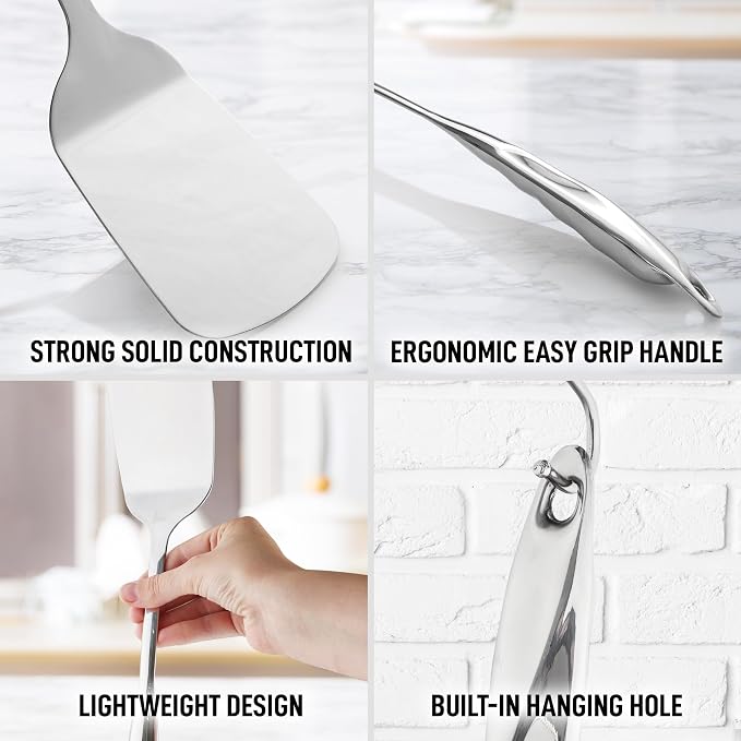 Zulay Kitchen Stainless Steel Spatula Turner | 14.8” Heat-Resistant Solid Turner for Cooking, Frying & Grilling - Durable, Rust-Proof & Dishwasher Safe Kitchen Utensil